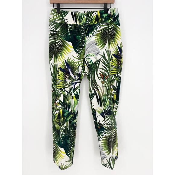 Soft Surroundings Hummingbird Tropical Plants Pullon Ankle Pants Size Petite M - Picture 1 of 5